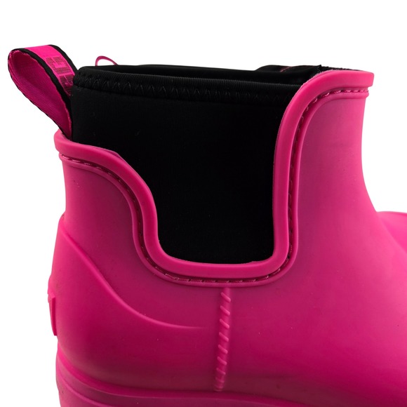 UGG Droplet Rain Boots Taffy Pink Waterproof Chelsea Ankle Bootie Size 8 Neon - Picture 2 of 10